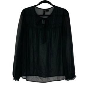 Petticoat Alley black sheer long sleeve blouse size Medium